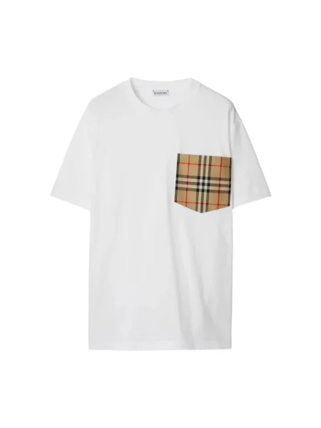 Koszulka Burberry żakardowa w kratkę biała