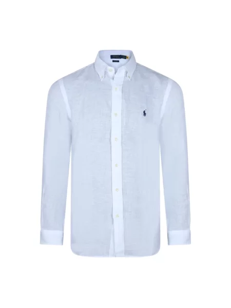 Polo Ralph Lauren koszula lniana Mężczyźni Regular Fit len jednolity S biały