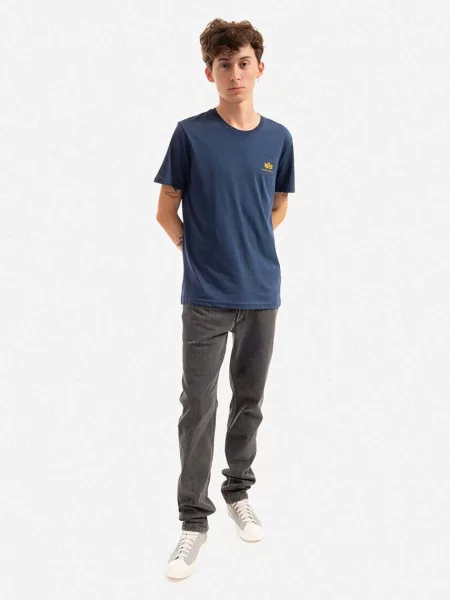 Alpha Industries tricou din Basic T Small Logo bărbați albastru marin cu imprimeu albastru închis