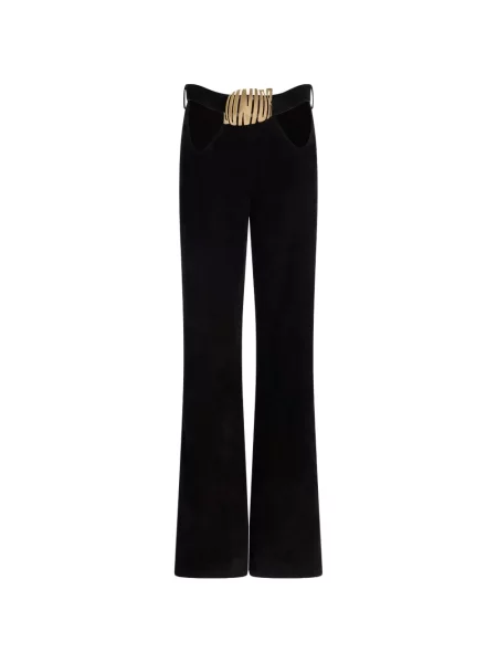 Cu centură pantaloni Jean Paul Gaultier din piele de căprioară negru