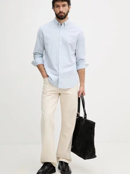 Calvin Klein Jeans Srajca z bombažem in elastanom modra