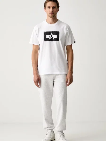 Alpha Industries tričko pánske Washed Out biela