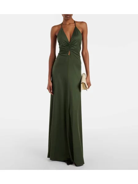 Maxi rochie maxi Victoria Beckham cu volane de costum verde