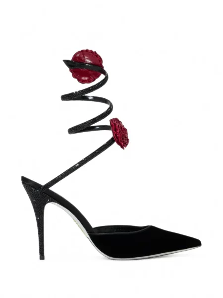 Pantofi cu toc Rene Caovilla cu model floral negru