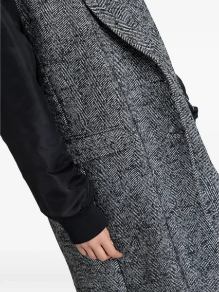 Palton Gaelle cu model herringbone gri