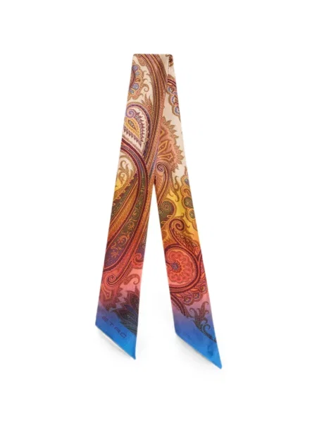 Fular Etro cu imagine cu model paisley portocaliu