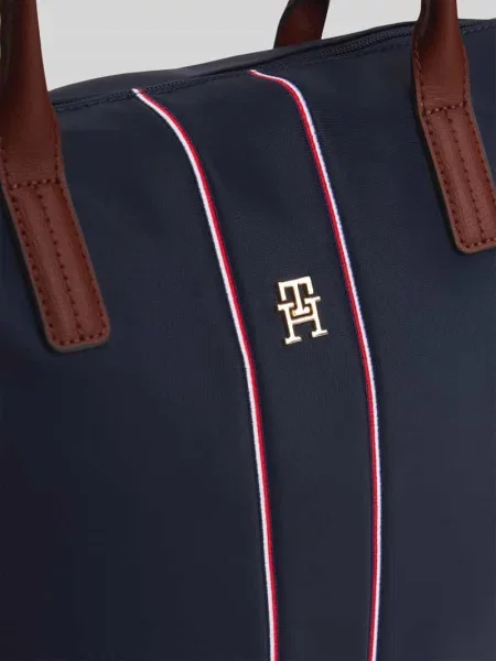 Pasek Tommy Hilfiger w paski skórzany niebieski