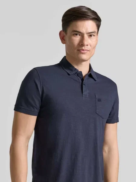 Koszulka polo o kroju regular fit z brustaszą Lerros granatowa