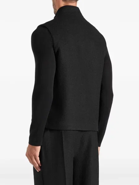 Vestă Manière De Voir de lână cu model herringbone negru
