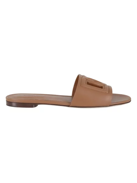 Klapki Dolce And Gabbana skórzane brązowe