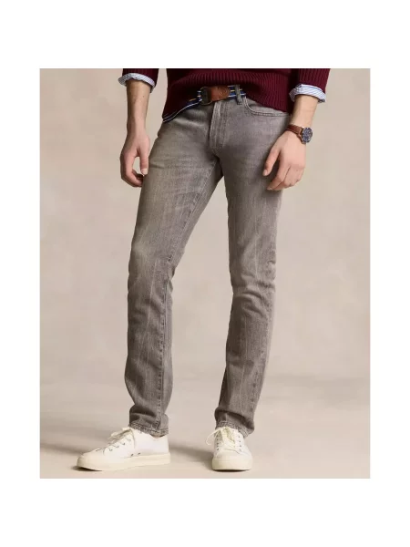 Skinny jeansy skinny Polo Ralph Lauren z 5 kieszeniami szare