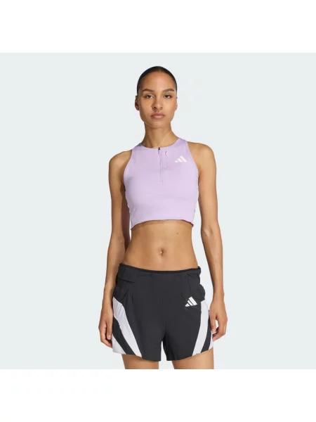 Zkrácený běžecký top Adidas fialový