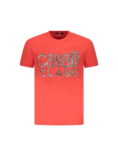 Koszulka Cavalli Class w zebrę z logo czerwona