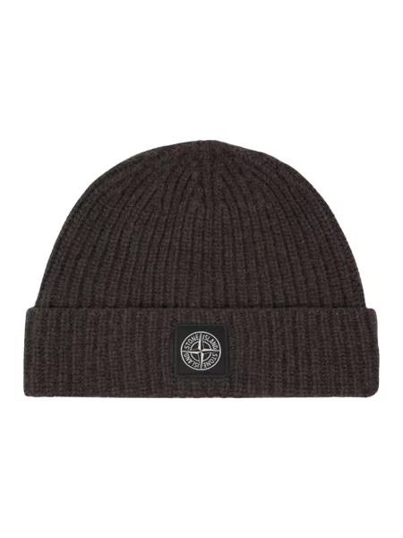 Czapka Stone Island wełniana z kamieniami brązowa