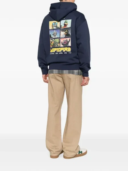 Hanorac cu glugă Carhartt Wip cu imagine albastru