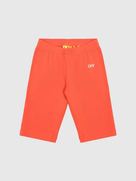 Дитячі шорти в рубчик з принтом логотипа Off Off-white помаранчеві