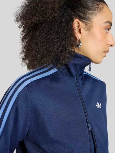 Bluza rozpinana o kroju regular fit z paskami w kontrastowym kolorze Adidas Originals granatowa
