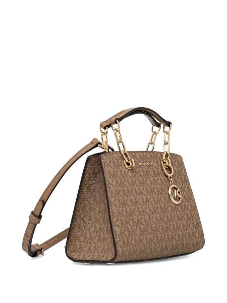 Кожено портмоне Michael Michael Kors с връзки с принт кафяво