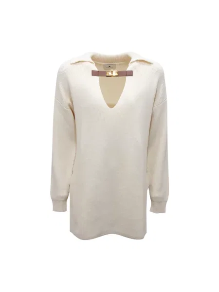 Sweter Elisabetta Franchi wełniany biały