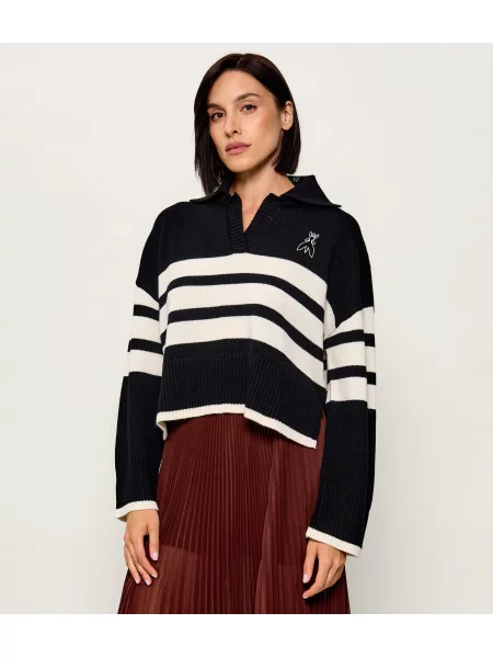 Patrizia Pepe Pulover | Relaxed fit cu adaos de lână negru