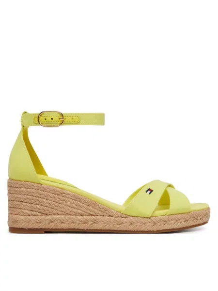 Espadrilles Tommy Hilfiger Hemp Crossover Strap Wedge Espadrilles zöld
