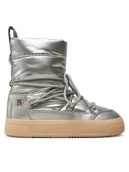Апрески Tommy Hilfiger LACE-UP METALLIC SNOWBOOT сребристо