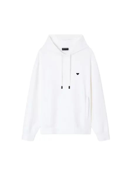 Bluza z kapturem Emporio Armani z kapturem z dżerseju biała
