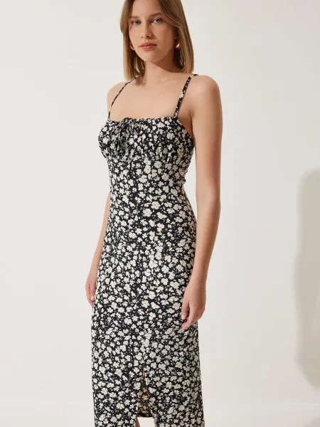 Happiness İstanbul Rochie galben / negru alb