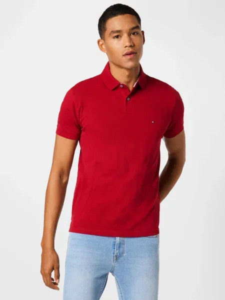 TOMMY HILFIGER Tricou albastru noapte alb roșu