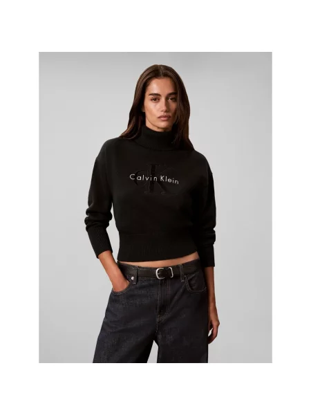 Calvin Klein Jeans Sveter / biela čierna
