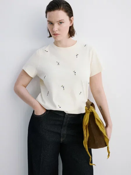 MANGO Tricou FLOWI' galben
