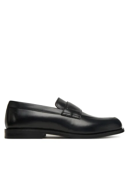 Кожени мокасини Calvin Klein ESS RUBBER BAND LOAFER LTH мъжки черно