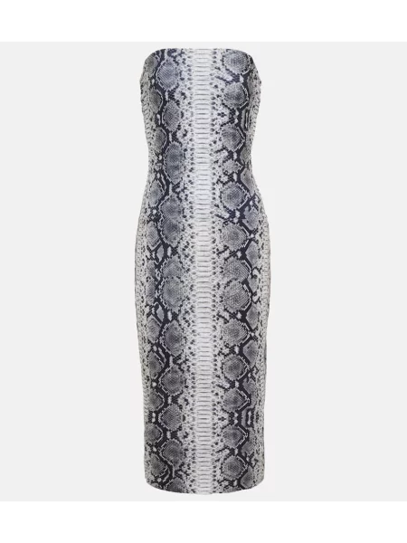 Sukienka midi Norma Kamali z nadrukiem z dżerseju w wężowy wzór szara