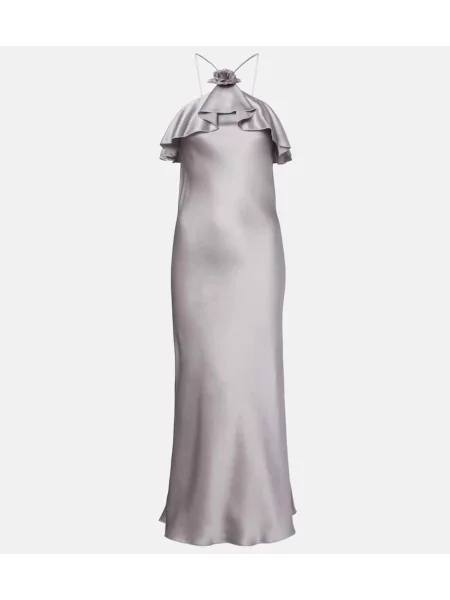 Rochie Rodarte de mătase cu model floral de costum gri