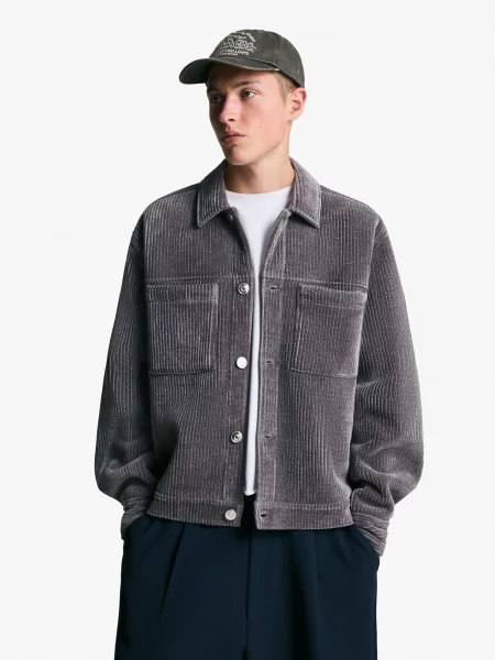 Bershka Geacă de primăvară-toamnă închis gri