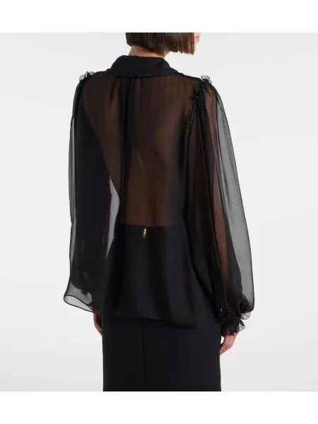 Bluză Dolce&gabbana de mătase cu volane negru
