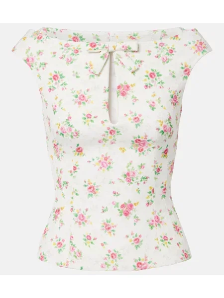 Top Shushu/tong cu funde cu model floral alb