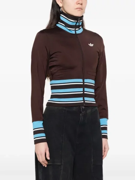 Pruhované kalhoty Adidas s potiskem černé