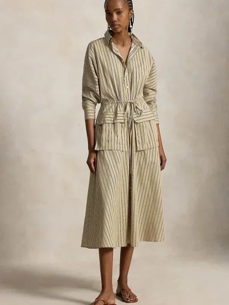 Polo Ralph Lauren rochie tip cămașă din bej