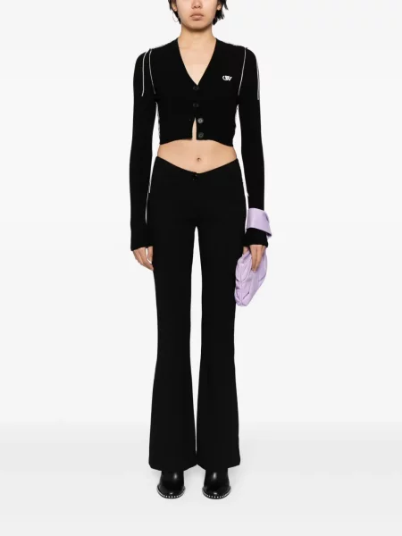 Cardigan Off-white cu decolteu în V alb