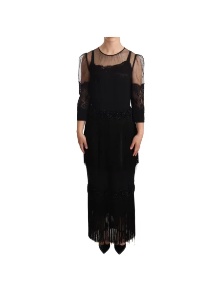 Sukienka midi Dolce And Gabbana biznesowa koronkowa czarna