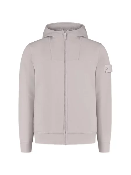 Суичър с качулка Stone Island камъни сиво