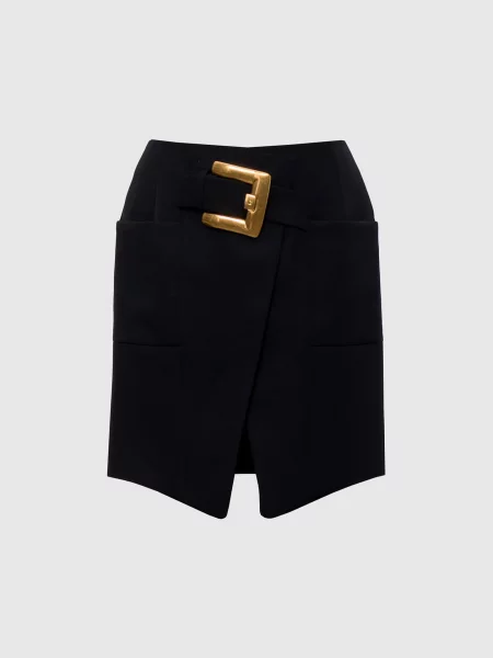 Спідниця з вовни Balmain чорна