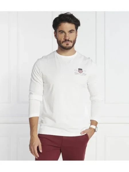 Tricou mânecă lungă Gant alb