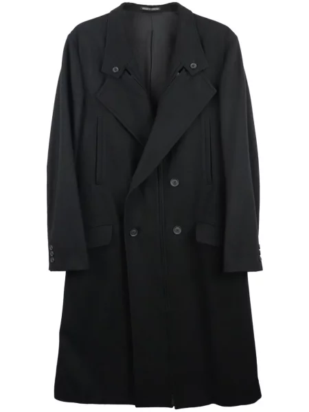 Vlněný dvouřadý kabát Yohji Yamamoto černý