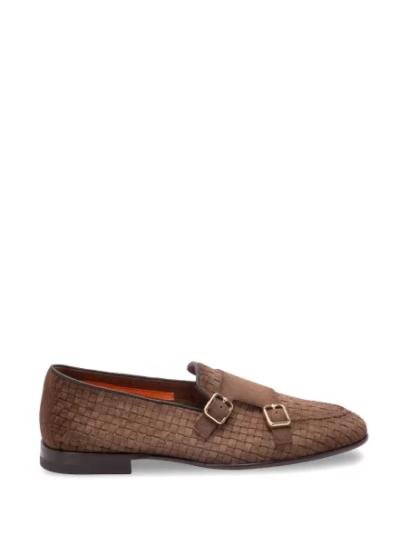 Pantofi loafer Santoni cu cataramă maro