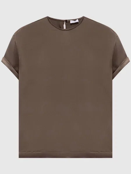 Шелковый топ Brunello Cucinelli коричневый