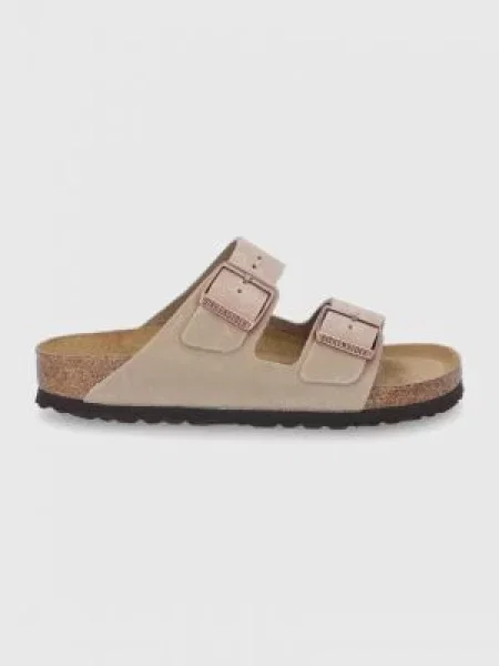 Semišové pantofle Birkenstock Arizona béžová