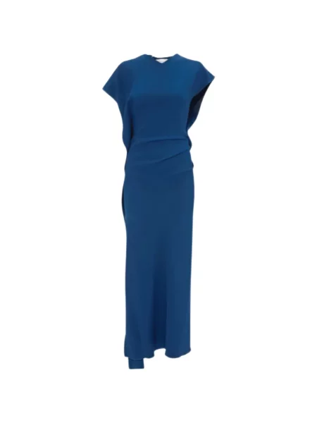 Rochie midi Victoria Beckham asimetrică albastru