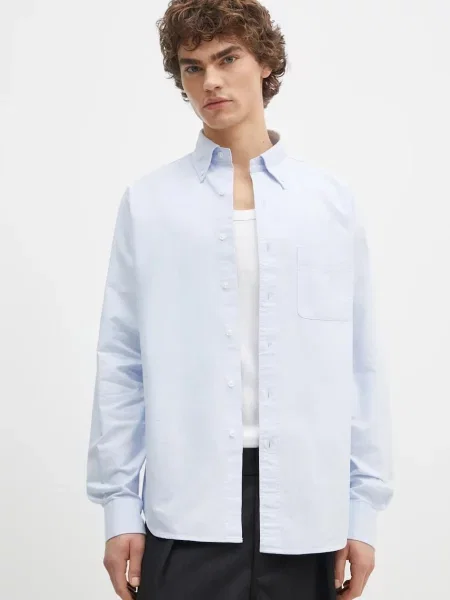Filippa K koszula slim z kołnierzykiem button-down niebieski